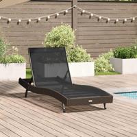 Ligstoel met kussen 1-persoon Bruin 197 x 70 x 82 cm Poly riet