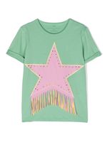 Stella McCartney Kids t-shirt frangé à patch étoile - Vert