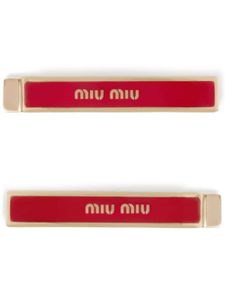 Miu Miu lot de deux barrette à logo gravé - Rouge