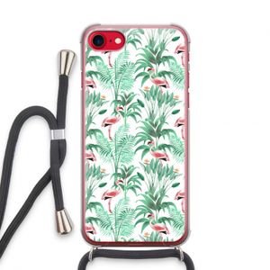 Flamingo bladeren: iPhone SE 2020 Transparant Hoesje met koord