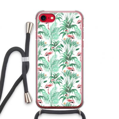 Flamingo bladeren: iPhone SE 2020 Transparant Hoesje met koord