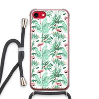 Flamingo bladeren: iPhone SE 2020 Transparant Hoesje met koord