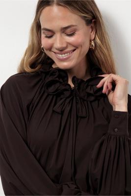 Palmer ruffle blouse - espresso - 13270