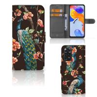 Xiaomi Redmi Note 11 Pro 5G/4G | Telefoonhoesje | Met pasjeshouder | Pauw met Bloemen