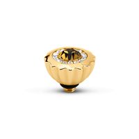 Melano Twisted Ribbed CZ Steentje Coffee Goud - thumbnail