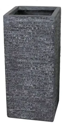 Mcollections Plantenbak Kubus Hoog - 23 x 23 x 51 cm - Clayfibre - Grafiet
