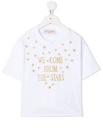 Alberta Ferretti Kids t-shirt à slogan pailleté - Blanc