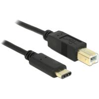 Delock USB-kabel USB 2.0 USB-B stekker, USB-C stekker 2.00 m Zwart 83330