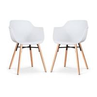 Nolon Nena-Puk Eetkamerstoelen Set van 2 - Wit - Houten Poten