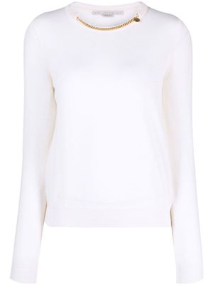 Stella McCartney pull à détail de chaîne au col - Blanc