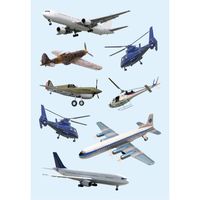 Vliegtuigen stickers 3 vellen - thumbnail