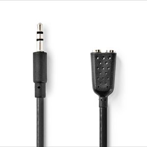 Nedis Stereo-Audiokabel | 3,5 mm Male | 2x 3,5 mm Female | 0.2 m | 1 stuks - CAGB22100BK02 CAGB22100BK02