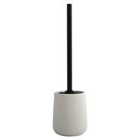 MSV Toiletborstel in houder/wc-borstel Malmo - keramiek/rvs - wit/zwart - 39 x 10 cm   -
