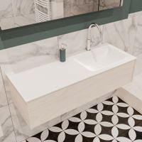 Mondiaz Lush Cloud badmeubel underlayment 120 cm 1 lade solid surface enkele spoelbak rechts 1 kraangat