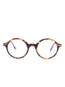 TOM FORD Eyewear lunettes de vue rondes à effet écailles de tortue - Marron