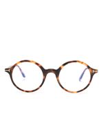 TOM FORD Eyewear lunettes de vue rondes à effet écailles de tortue - Marron