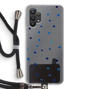 Blauwe stippen: Samsung Galaxy A32 5G Transparant Hoesje met koord