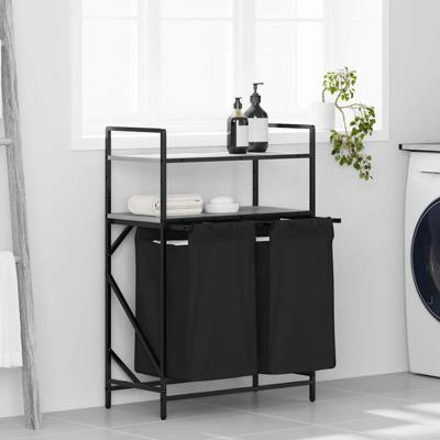 Wasmand 2 vakken met planken grijs sonoma eiken