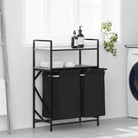Wasmand 2 vakken met planken grijs sonoma eiken