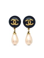 CHANEL Pre-Owned boucles d'oreilles clip à logo CC (1995) - Noir