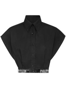 Philipp Plein logo-embellished cotton cropped shirt - Noir