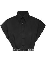 Philipp Plein logo-embellished cotton cropped shirt - Noir - thumbnail