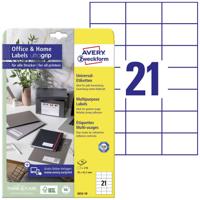 Avery-Zweckform 3652-10 Universele etiketten 70 x 42.3 mm Papier Wit 210 stuk(s) Permanent hechtend Inkjet, Laser (zwart/wit), Laser (kleur), Kopiëren