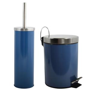 Toiletborstel in houder 38 cm/pedaalemmer 3L set Moods - Metaal - blauw