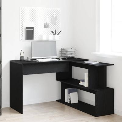 Bureau Zwart Eiken 200x50x76 cm Bewerkt Hout