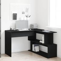 Bureau Zwart Eiken 200x50x76 cm Bewerkt Hout