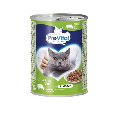 PREVITAL Cat Food Sterile Rundvlees in Saus - Natvoer voor Katten - 415g