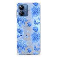 TPU Case voor Motorola Moto G14 Flowers Blue - thumbnail