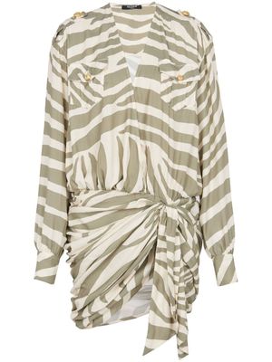 Balmain robe-chemise à imprimé animalier - Tons neutres