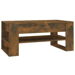 The Living Store Salontafel Gerookt Eiken - Bewerkt Hout - 102 x 55 x 45 cm - Montage vereist