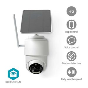 SmartLife Camera voor Buiten | 4G | Full HD 1080p | Kiep en kantel | IP65 | Cloud Opslag (optioneel) / microSD (niet inbegrepen) | 5 V DC | Met bewegingssensor | Nachtzicht | Wit