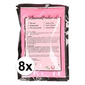 Zakje Holi kleurpoeder - 8x - roze - 100 gram - feestartikelen - Heilig Indiaas kleurenpoeder