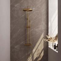 Brauer Gold Edition Opbouw Thermostatische Regendoucheset - Hoofddouche 30 cm - Staafhanddouche - Doucheslang - Goud Geborsteld Pvd