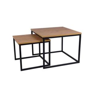 MaximaVida vierkante salontafel set Kiev XL 60 cm - rustiek eikenhout