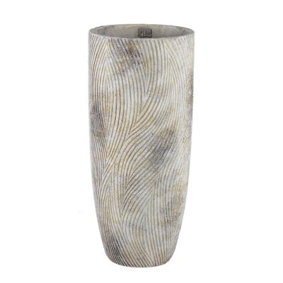 Linc Grey cement pot golven patroon hoog rond XL
