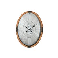 Muurklok Home ESPRIT Zilverkleurig Natuurlijk Metaal Kristal Dennenhout 50 x 8 x 68 cm