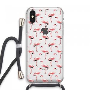 Flamingoprint groen: iPhone XS Max Transparant Hoesje met koord