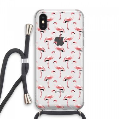 Flamingoprint groen: iPhone XS Max Transparant Hoesje met koord