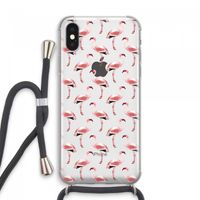 Flamingoprint groen: iPhone XS Max Transparant Hoesje met koord