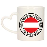 Cadeau koffiemok Oostenrijk - vlag - I love - 300 ml - keramiek - landen thema - support