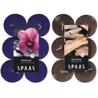 Candles by Spaas geurkaarsen - 24x stuks in 2 geuren Wilde orchidee en Exotic wood - thumbnail