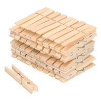 100x Wasgoedknijpers naturel van hout - Knijpers - thumbnail