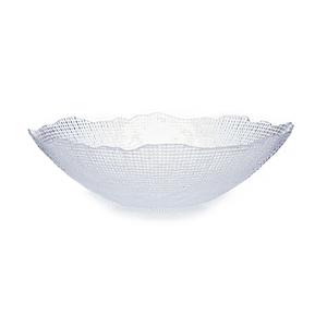 Grote fruitschaal Infinity - van bewerkt glas - rond - 31 cm - schaal - fruitschalen