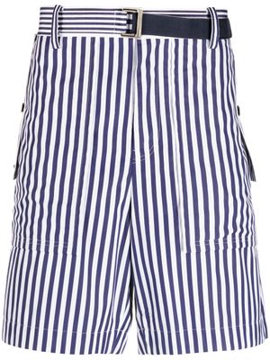 sacai short en coton à rayures - Blanc