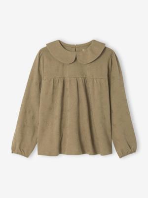 T-shirt van Engels borduursel meisjes olijf