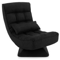 In 4 Posities Verstelbare Vloerstoel Gestoffeerde Fauteuil met Draaivoet Metalen Frame Lendenkussen Opvouwbaar Geen Montage Nodig